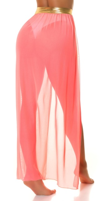 transparent Maxiskirt / Cover-Up Coral